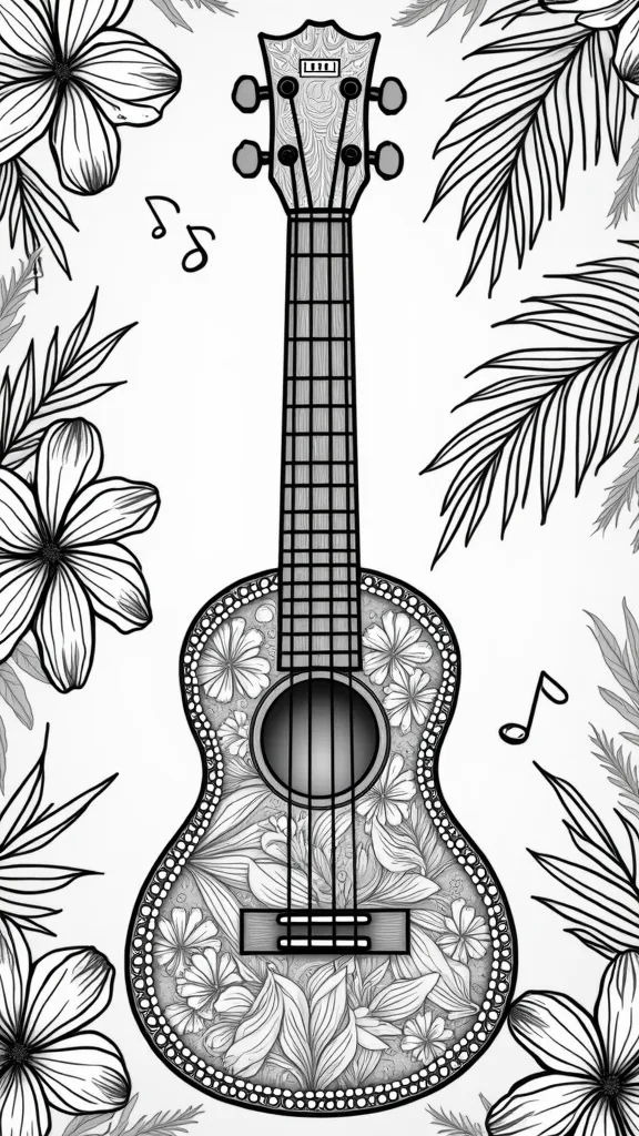 Página para colorear de ukelele